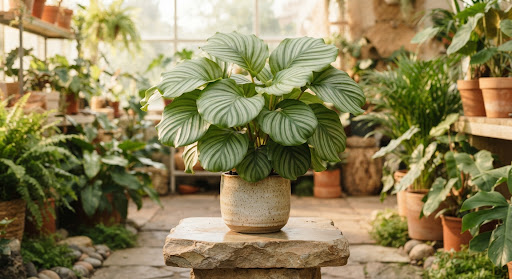 Calathea orbifolia de hojas redondeadas