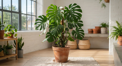 Monstera deliciosa en maceta de terracota